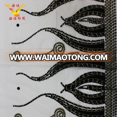 Wholesale ox horn flower gold glitter black flocking soft white hexagonal mesh tulle fabric